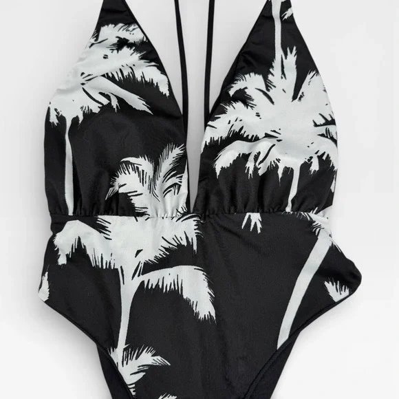 MAAJI Safari Reversible One Piece Swimsuit Womens Sz Small Black Palm Print NWT - Picture 9 of 16